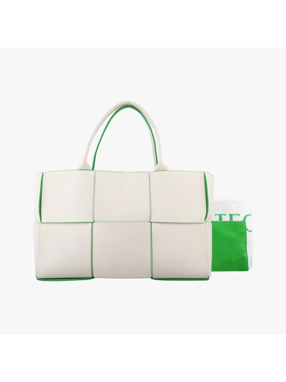 Bottega Veneta the Arco Tote White Green Lambskin